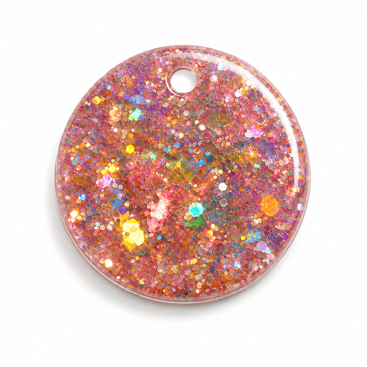 Hondentag glitter pink galaxy cirkel