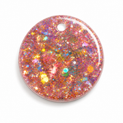 Hondentag glitter pink galaxy cirkel