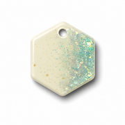 Hondentag parlemoer en blauw Hexagon