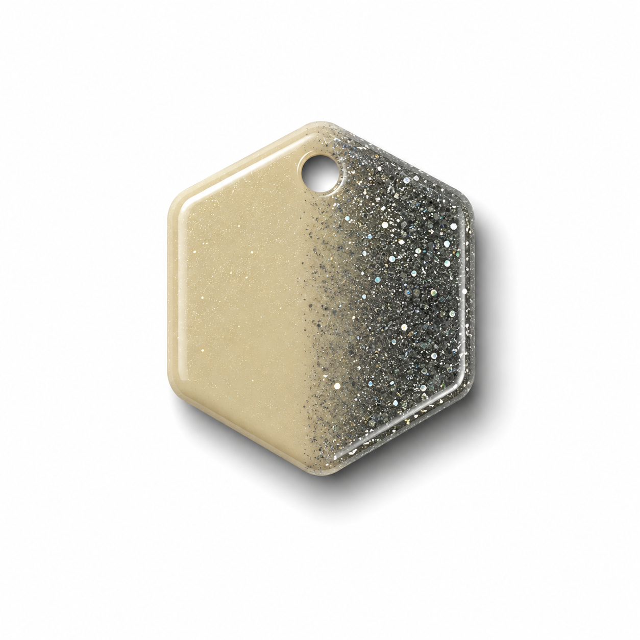 Hondentag parlemoer en zilver glitter Hexagon