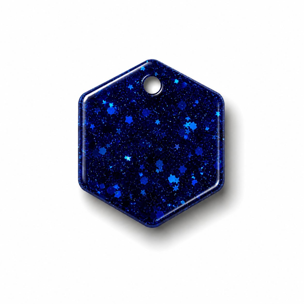 Hondentag blauw glitters Hexagon