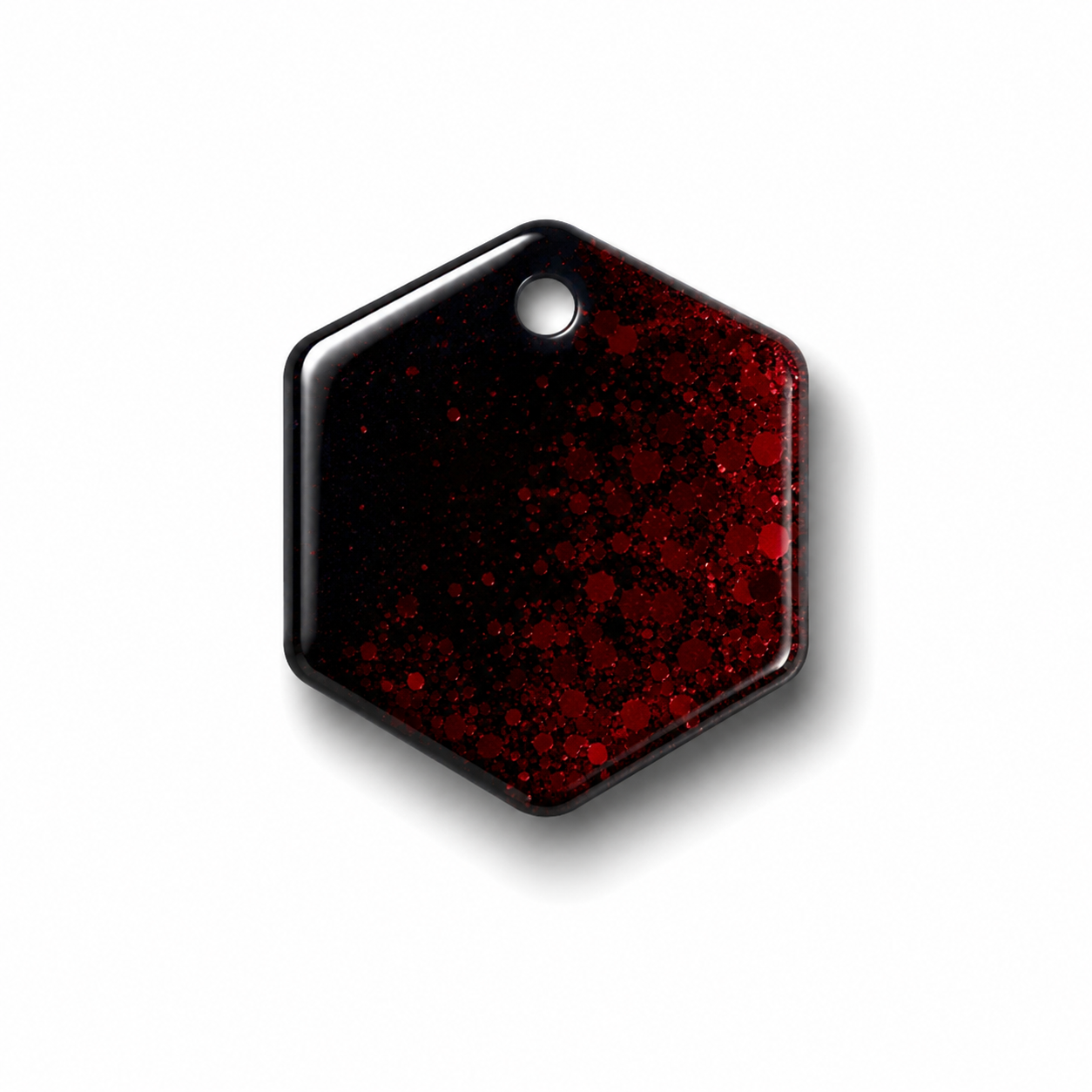 Hondentag zwart rood glitters Hexagon