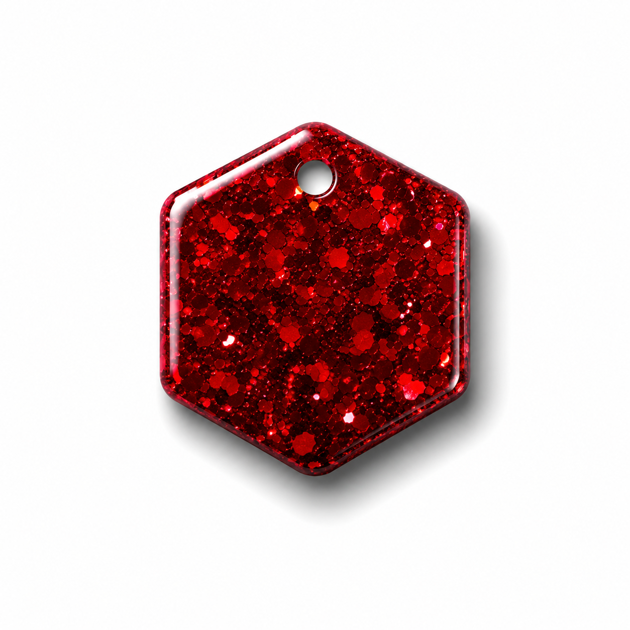 Hondentag rood glitters Hexagon