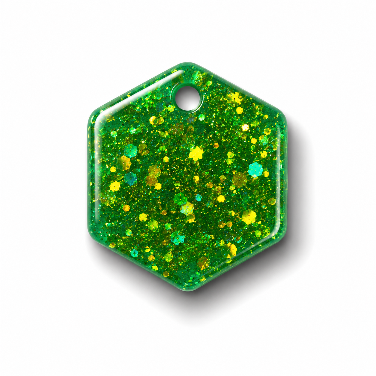 Hondentag groen glitters Hexagon