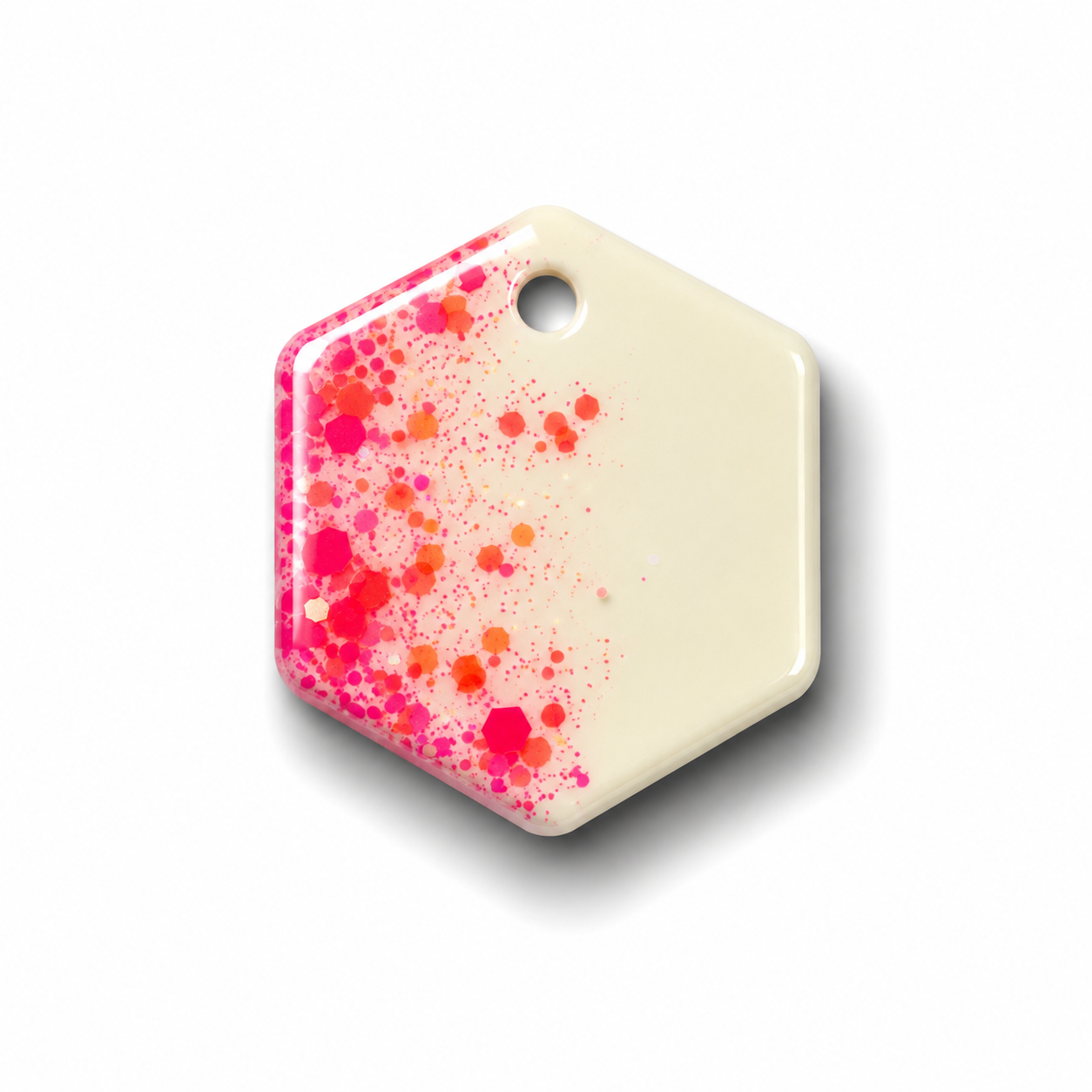 Hondentag wit roze glitters Hexagon
