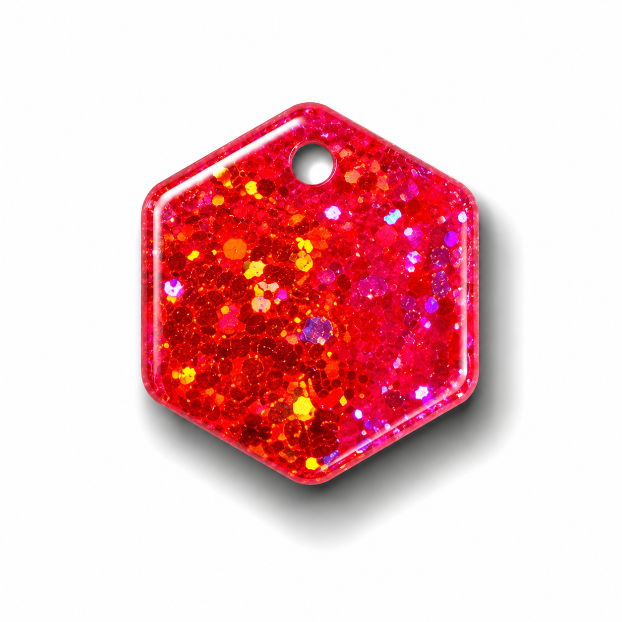 Hondentag oranje roze glitters Hexagon