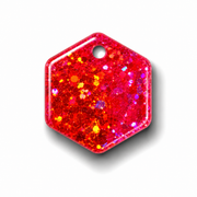 Hondentag oranje roze glitters Hexagon