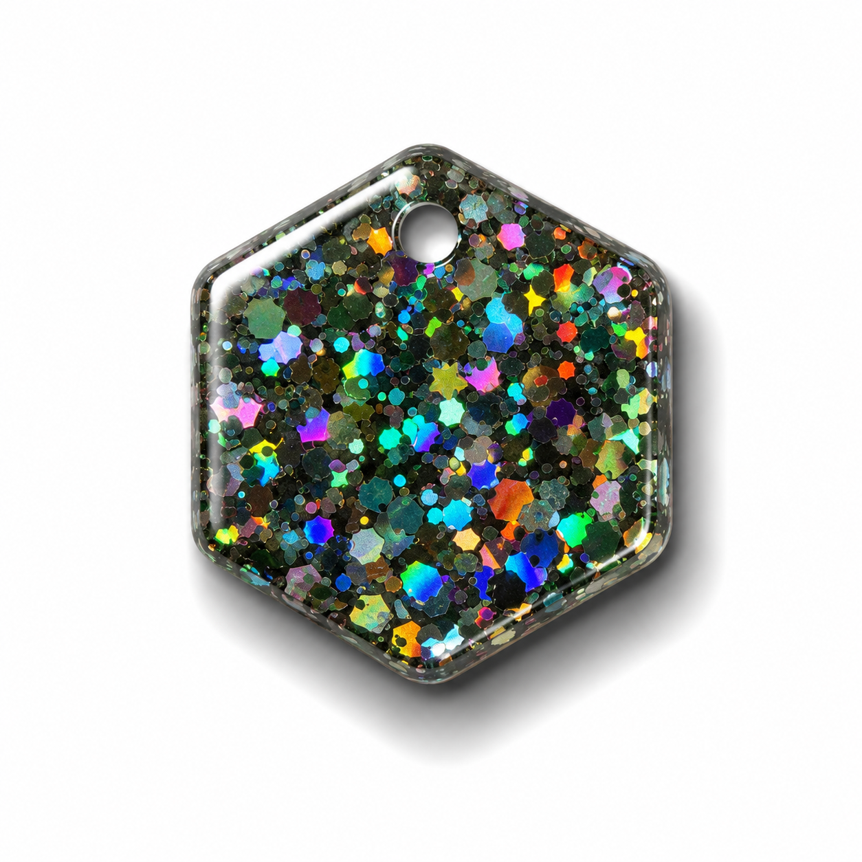 Hondentag zilveren glitters Hexagon