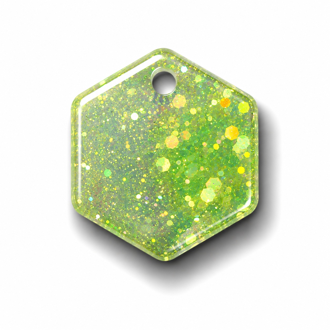 Hondentag groen blauw glitters Hexagon
