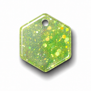Hondentag groen blauw glitters Hexagon