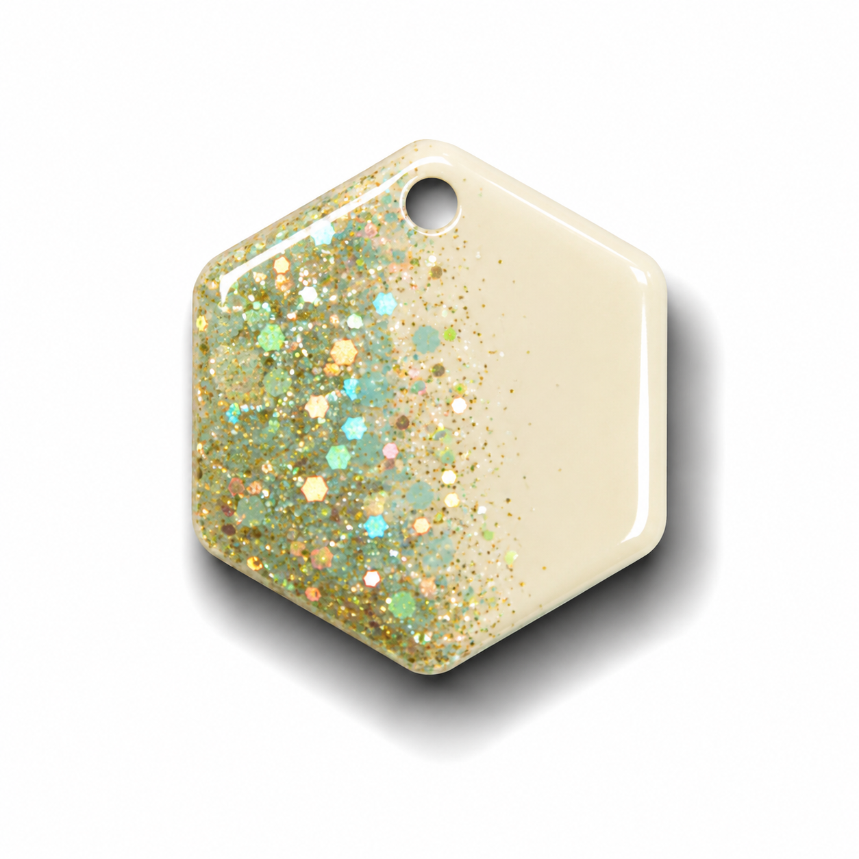 Hondentag wit goud glitters Hexagon