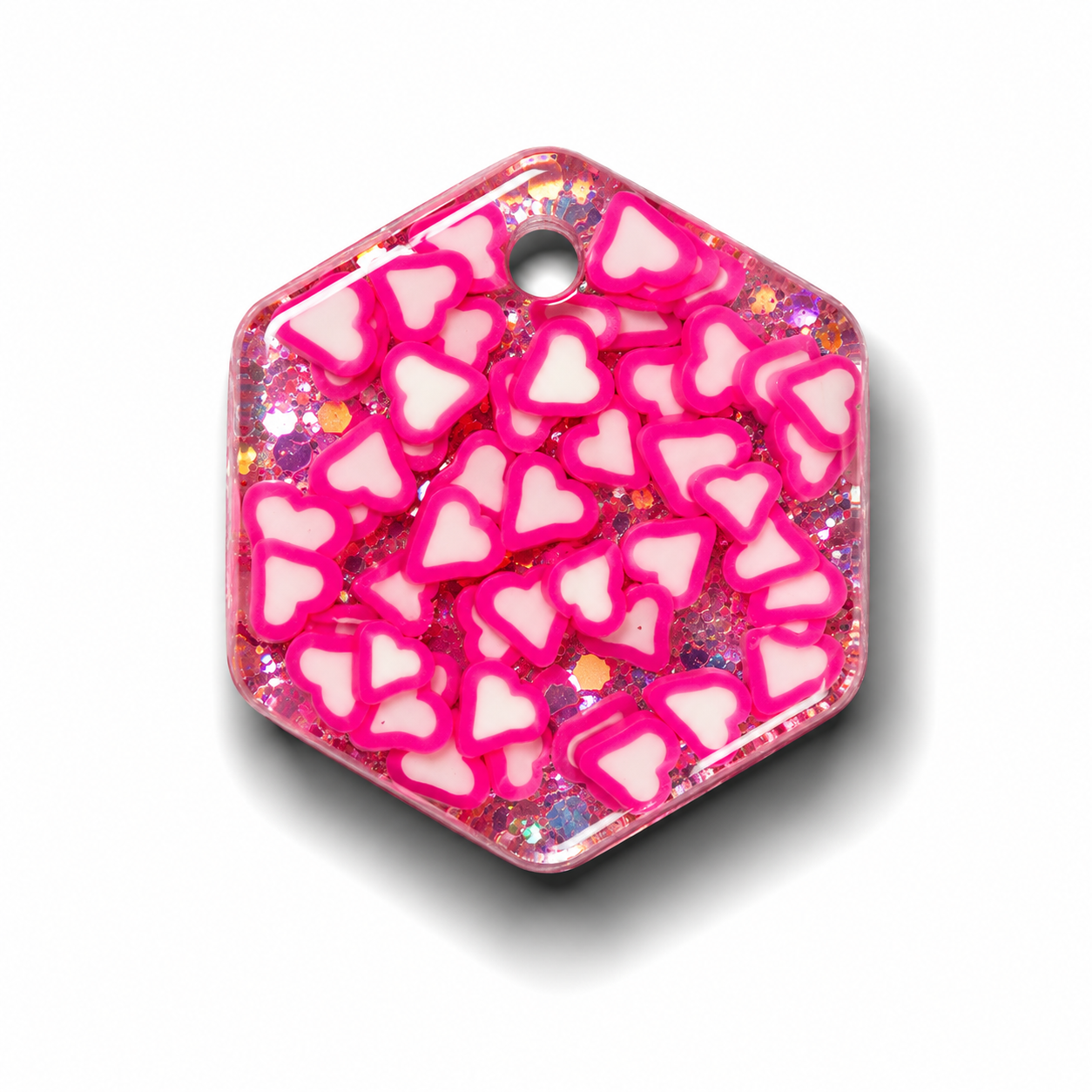 Hondentag roze hartjes Hexagon