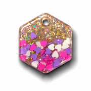 Hondentag glitter met hartjes Hexagon