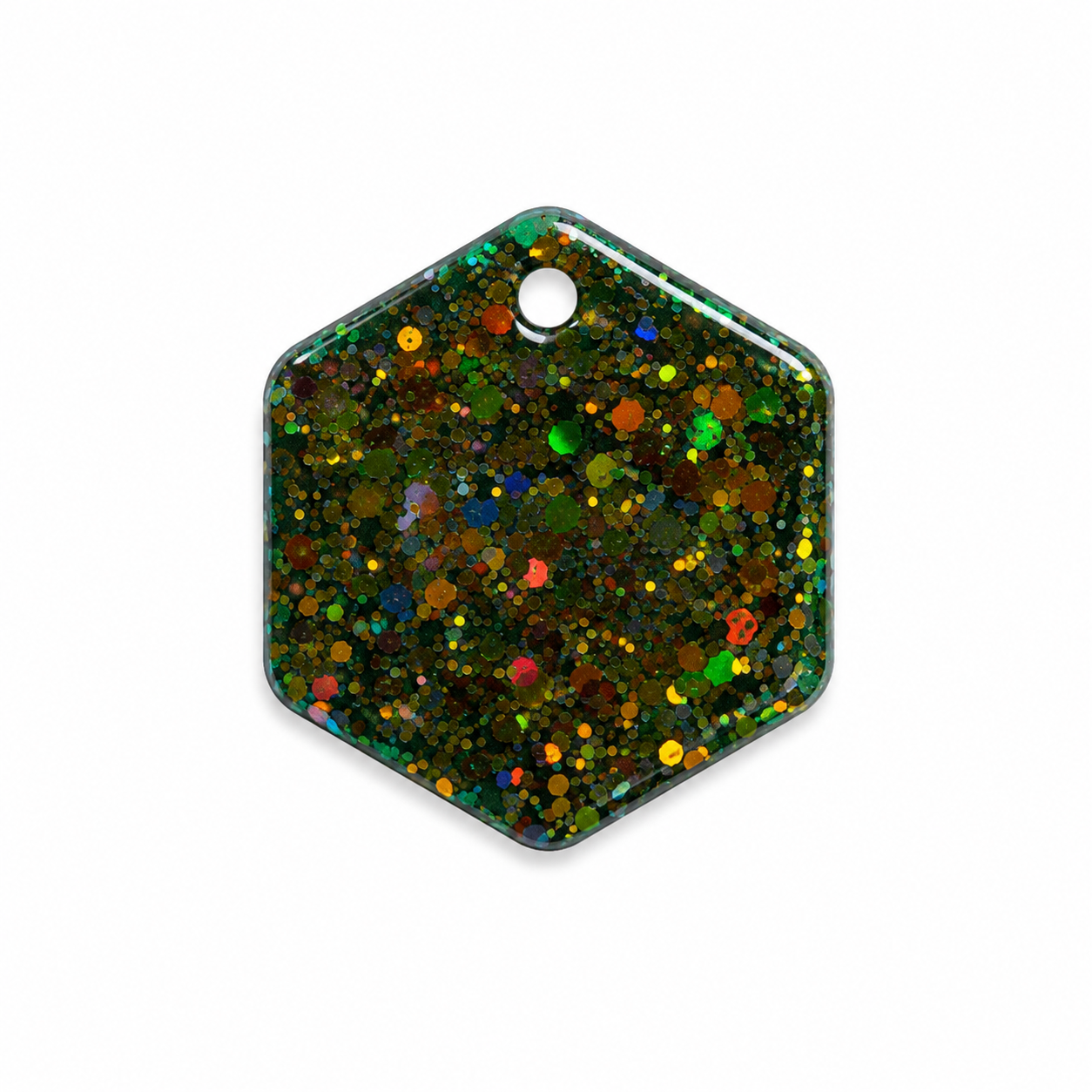 Hondentag groen glitter Hexagon