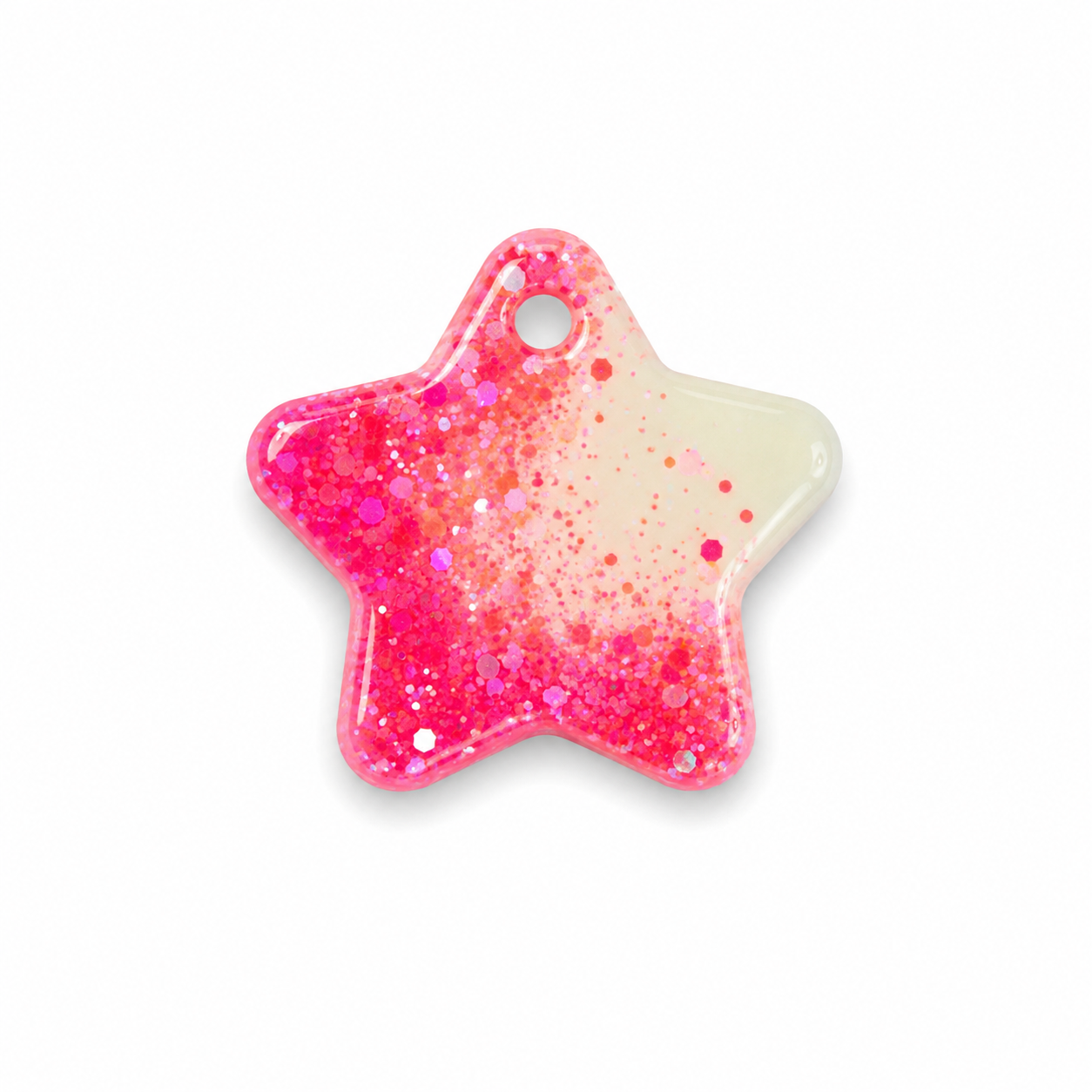 Hondentag wit roze glitter Ster