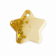 Hondentag goud glitter met wit metallic Ster