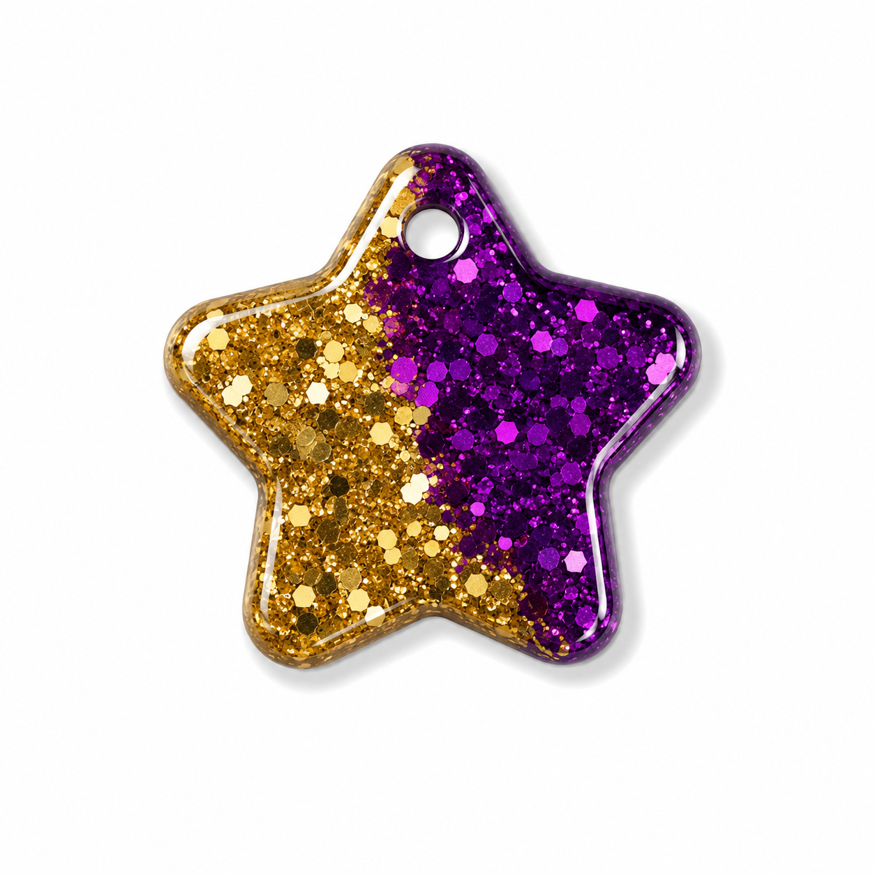 Hondentag paars goud glitter Ster
