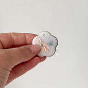 Tag bloem wit groen glitter