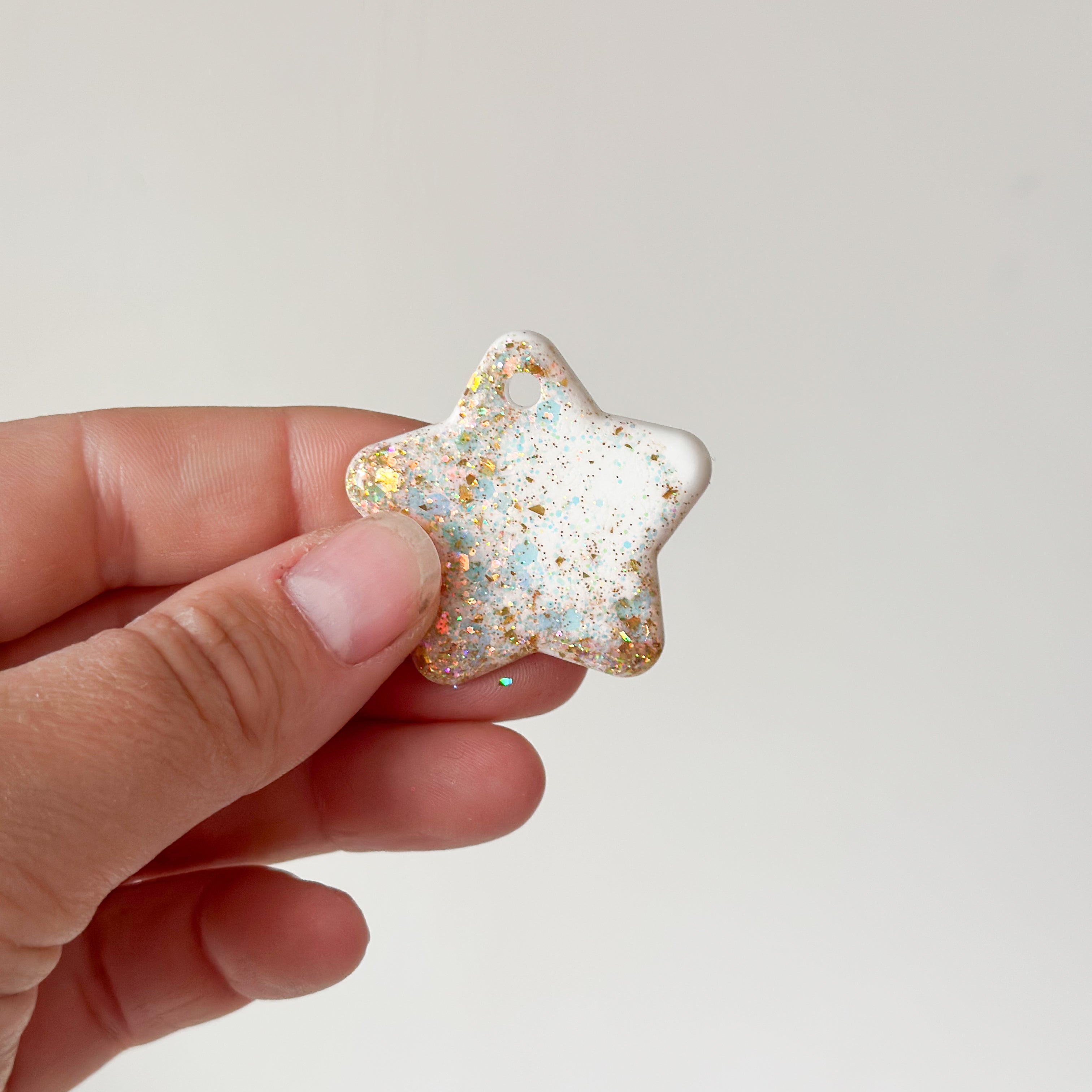 Tag ster wit met glitter