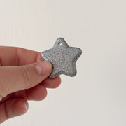 Tag ster zilver fijne glitter