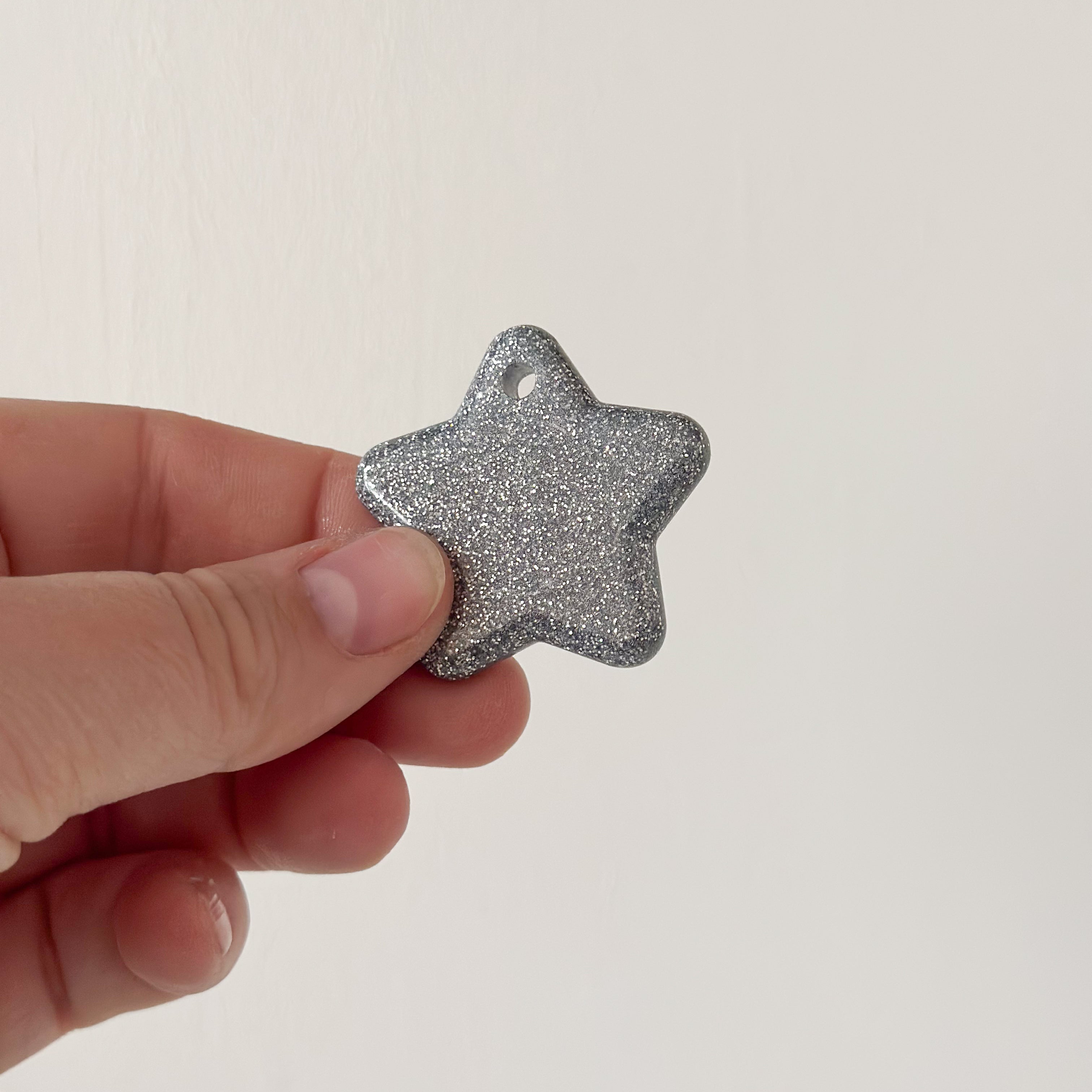 Tag ster zilver fijne glitter