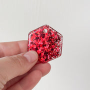 Tag zeshoek rode glitter