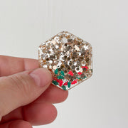 Tag zeshoek blauw glitter