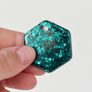 Tag zeshoek groen glitter