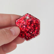 Tag zeshoek rode glitter