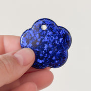 Tag bloem blauw glitter