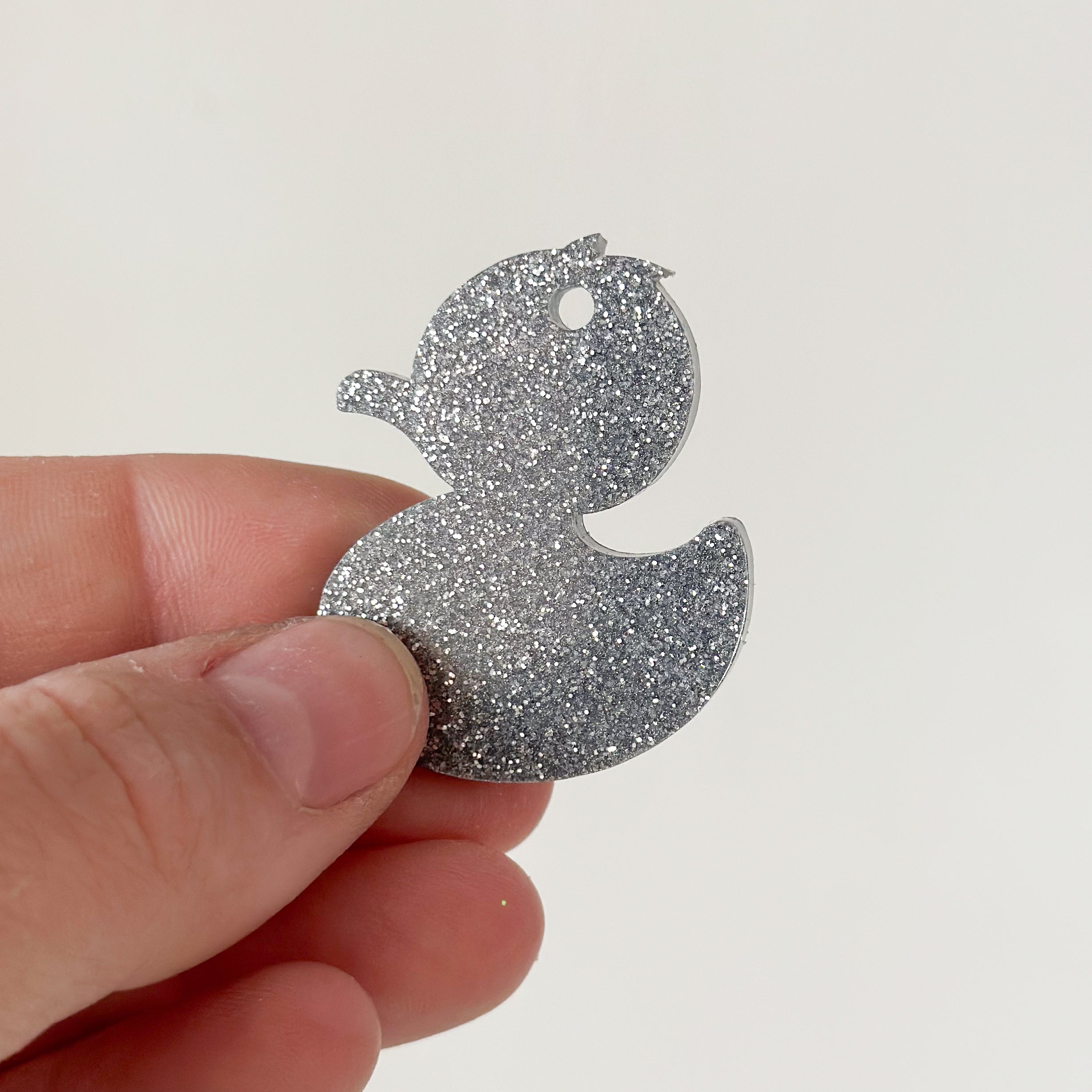 Hondentag eend met zilveren glitter