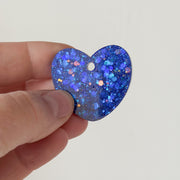 Hondentag hartje blauw glitters