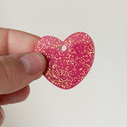 Hondentag hartje roze met goude glitters