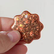 Tag bloem bruin glitter