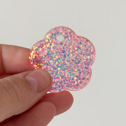 Tag bloem roze glitter