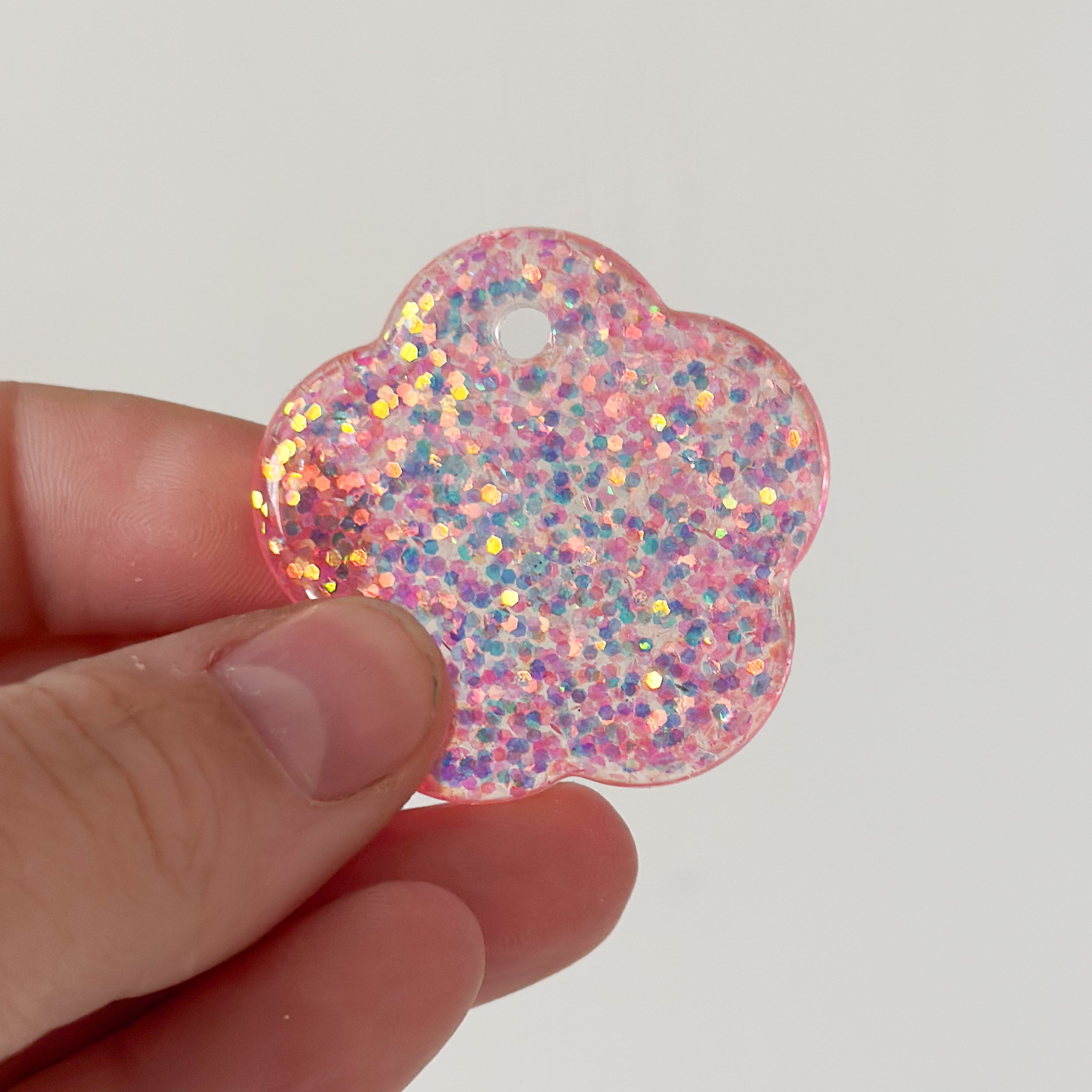 Tag bloem roze glitter