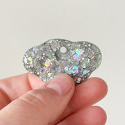 Hondentag wolkje zilveren glitter