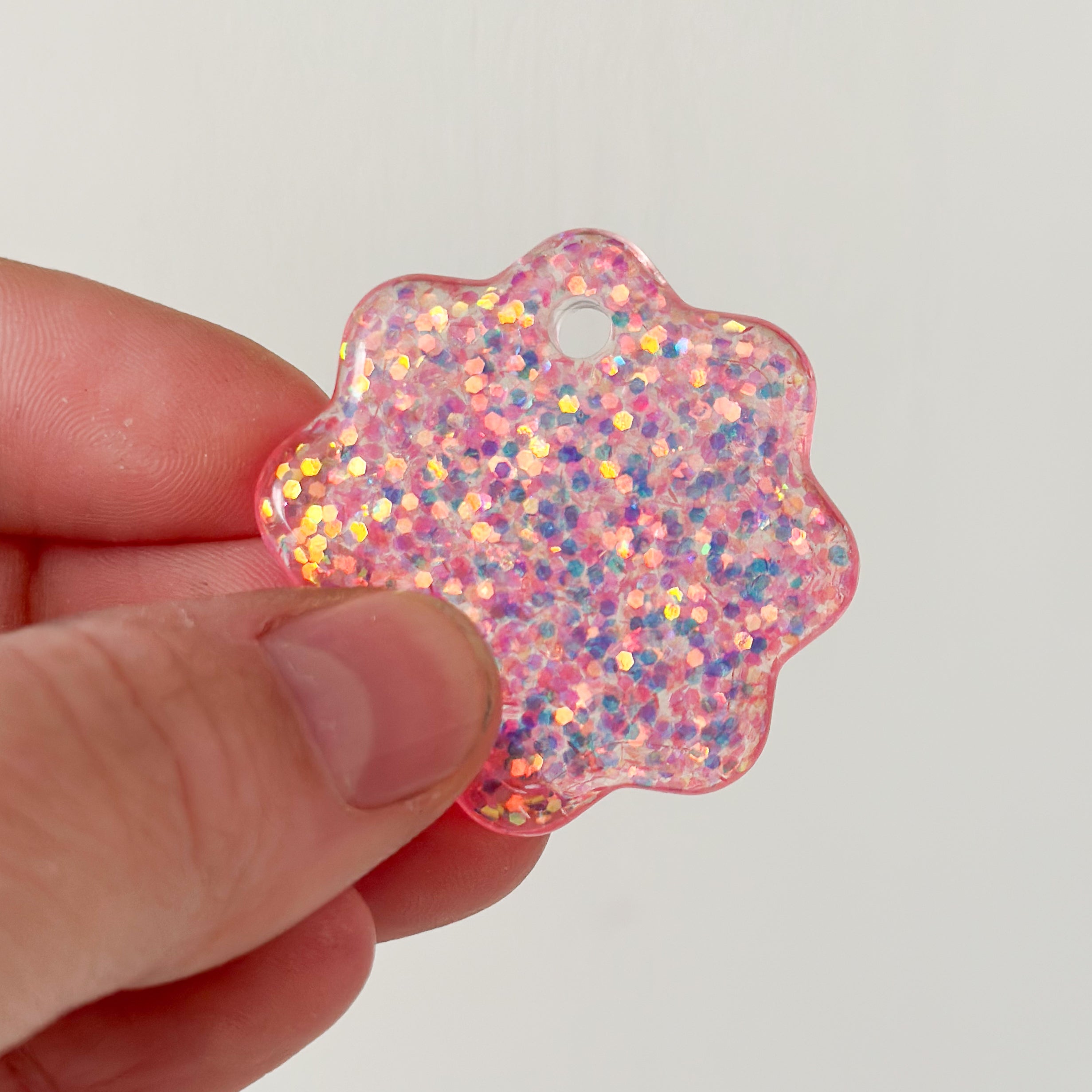 Tag bloem roze glitters