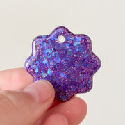 Tag bloem glitter paars