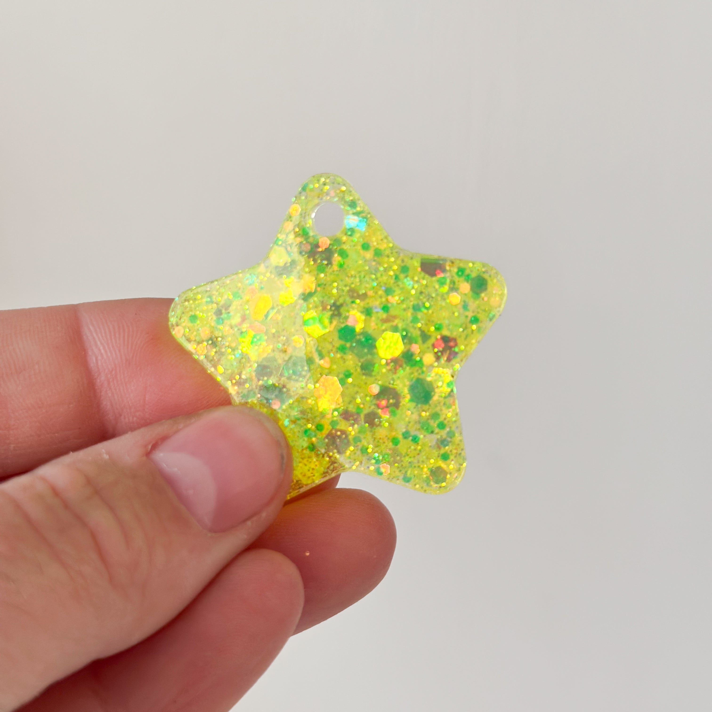 Tag ster neon gele glitter